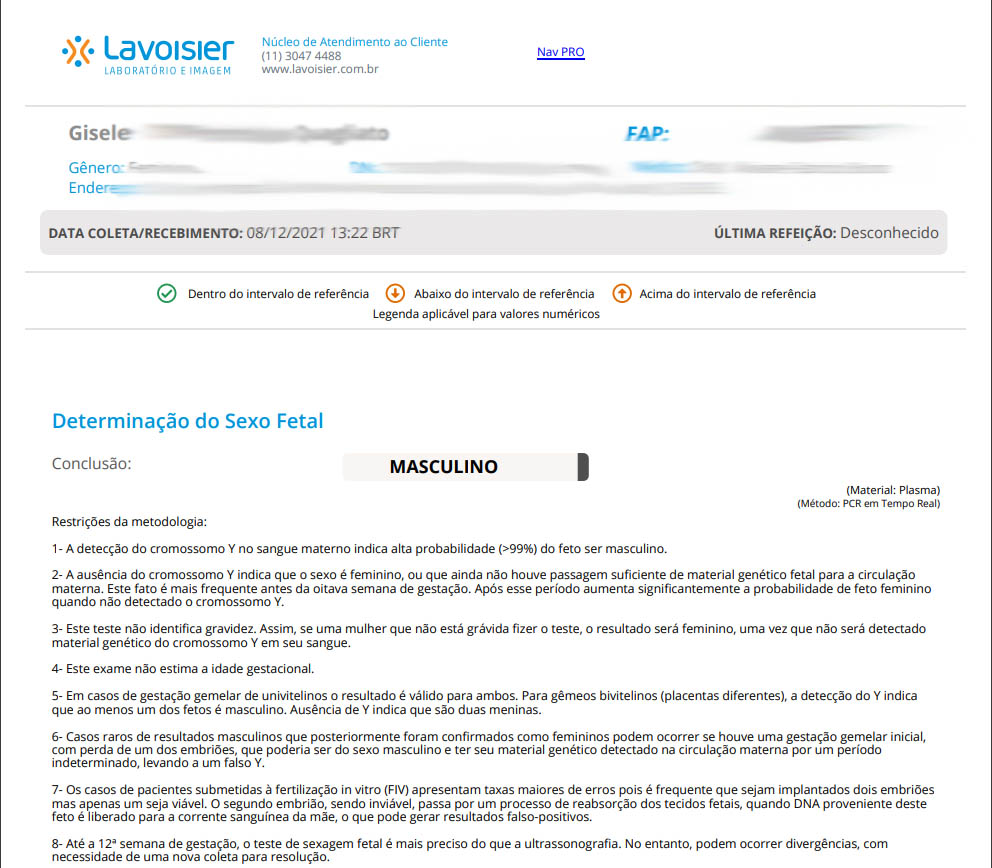 Exame de Sexagem Fetal no Lavoisier de Santo André-SP: Minha