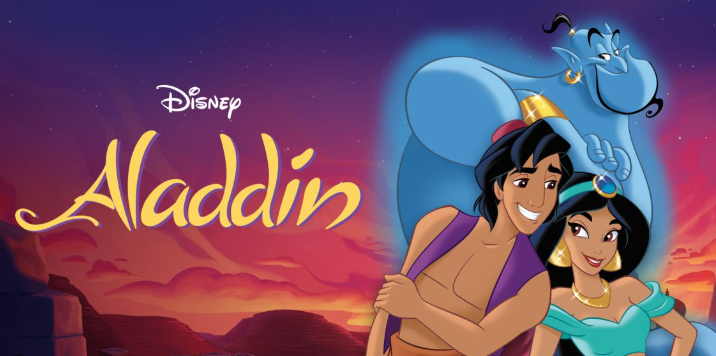 Aladdin filme infantil que fala sobre amor, amizade e coragem.