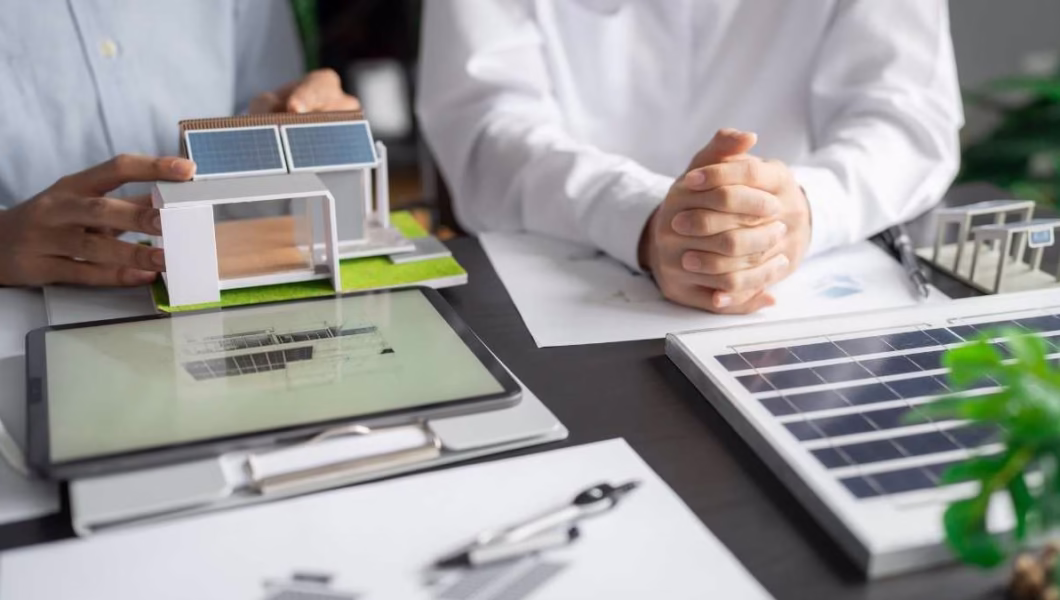 Pessoas trabalhando com sustentabilidade, ou seja, energia sustentável.